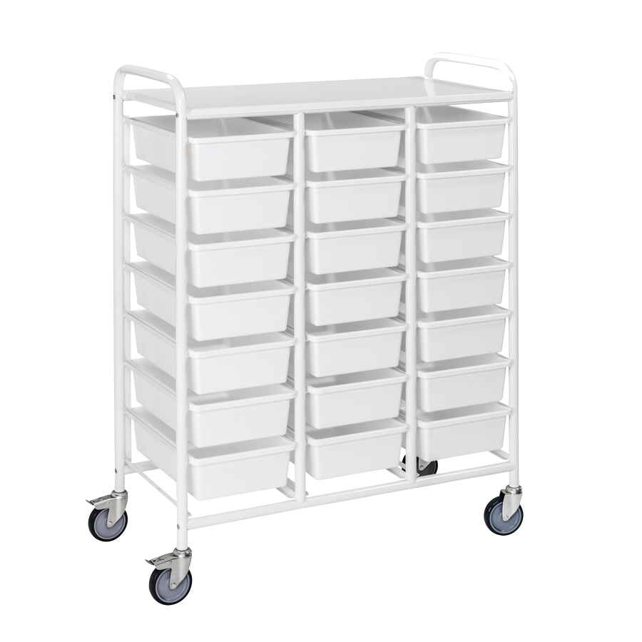 [017257] Carro con guías para 21 cubetas plásticas (cubetas no incluidas) - Dim.: 950x420x1205h mm - Blanco