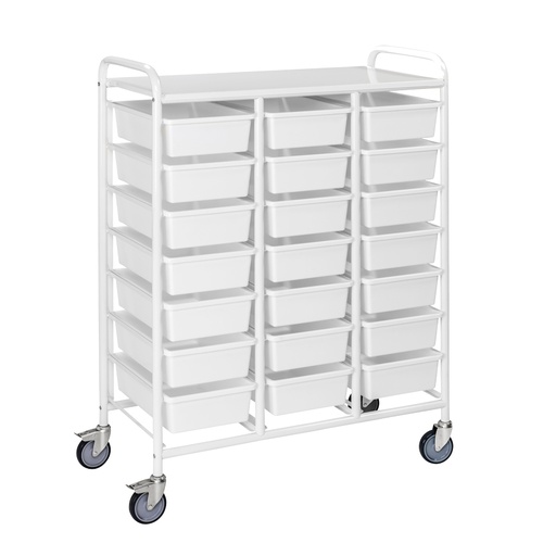 [017257] Carro con guías para 21 cubetas plásticas (cubetas no incluidas) - Dim.: 950x420x1205h mm - Blanco