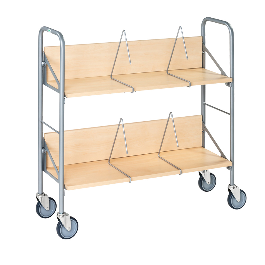 [017264] Carro para oficina de acero con 2 estantes y pared posterior - Dim. plataforma 975x320x920h mm - Gris ral 7000