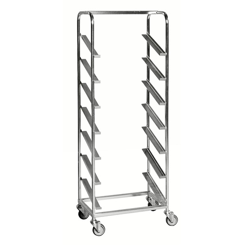 [017289] Carro con guías inclinadas para 7 cubetas plásticas (cubetas no incluidas) - Dim.: 660x410x1850h mm - Galvanizado