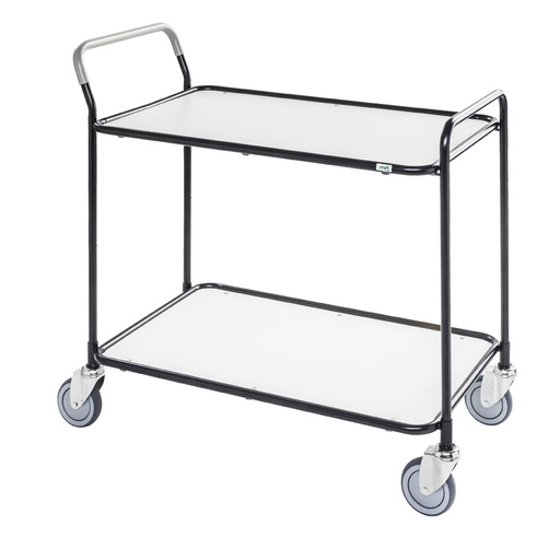 [017489] Carro móvil para camarera y servicio con 2 estantes - Dim. plataforma 850x508 mm - Negro