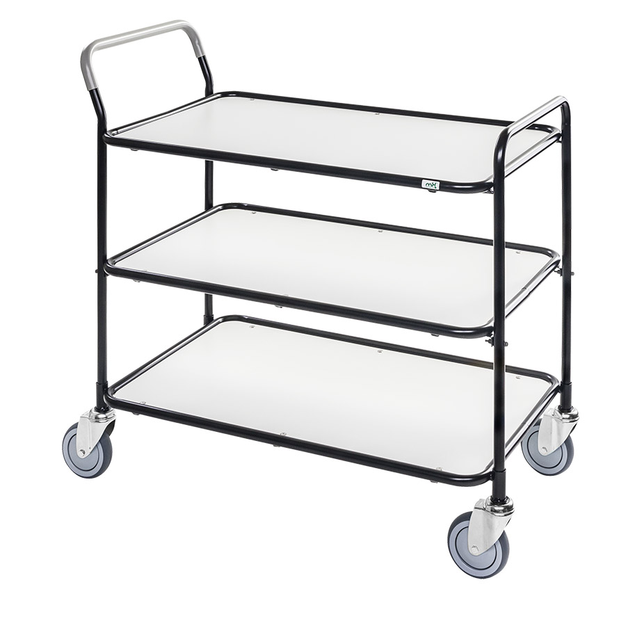 [017494] Carro móvil para camarera y servicio con 3 estantes - Dim. plataforma 850x508 mm - Negro