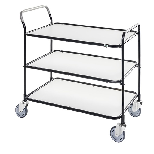 [017494] Carro móvil para camarera y servicio con 3 estantes - Dim. plataforma 850x508 mm - Negro