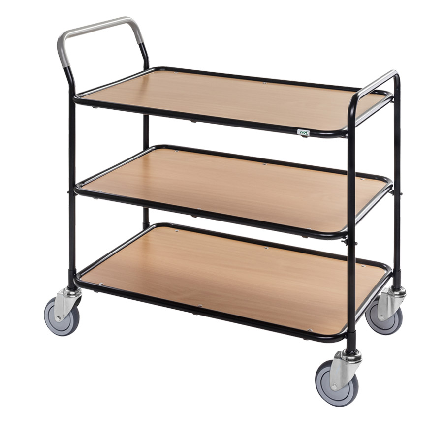 [017495] Carro móvil para camarera y servicio con 3 estantes - Dim. plataforma 850x508 mm - Negro