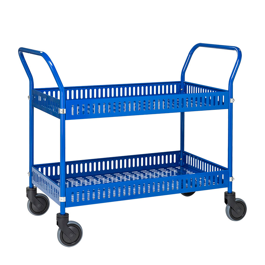 [017507] Carro metálico para uso particular y doméstico con 2 estantes - Dim.: 1130x550x940h mm - Azul ral 5010.