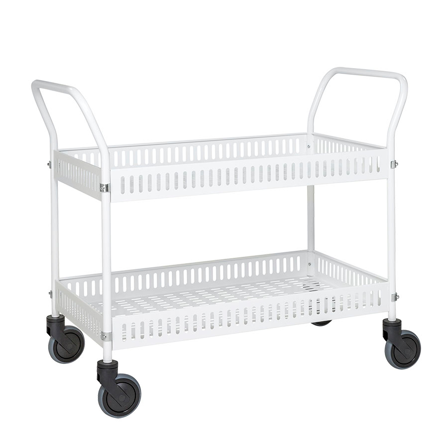 [017690] Carro metálico para uso particular y doméstico con 2 estantes - Dim.: 1130x550x940h mm - Blanco ral 9010.