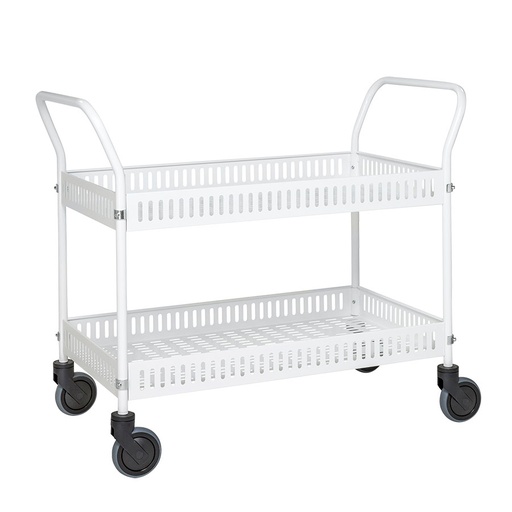 [017690] Carro metálico para uso particular y doméstico con 2 estantes - Dim.: 1130x550x940h mm - Blanco ral 9010.