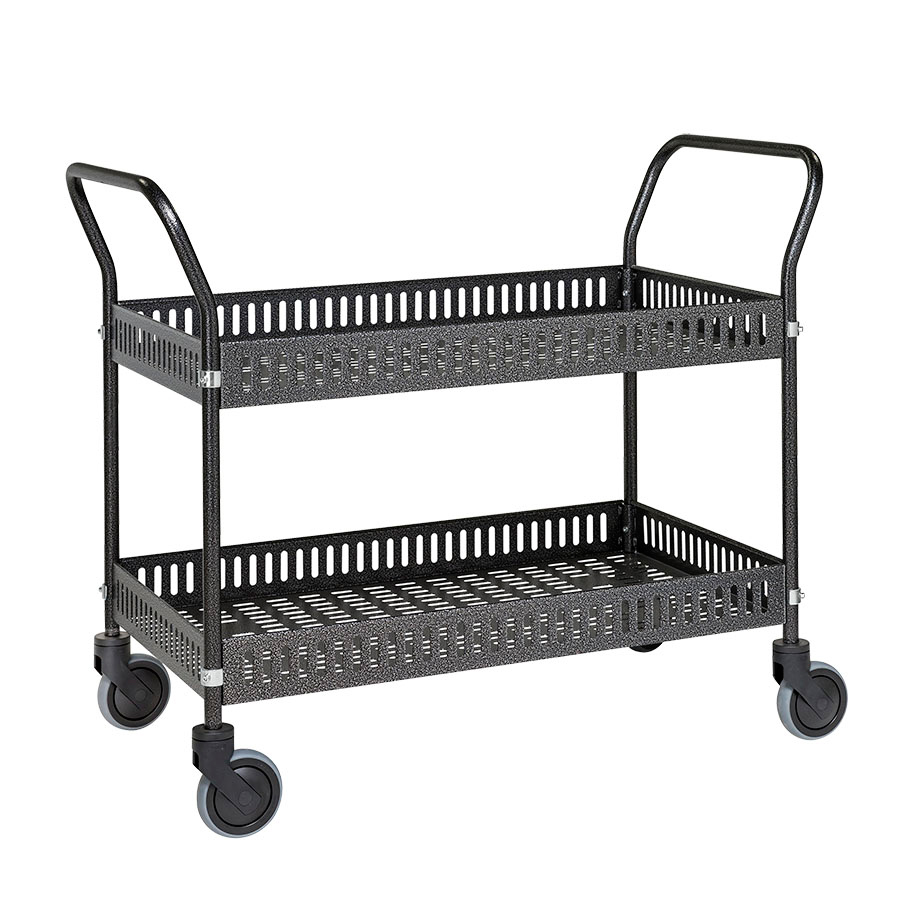[018008] Carro metálico para uso particular y doméstico con 2 estantes - Dim.: 1130x550x940h mm - Gris oscuro ral 7016.
