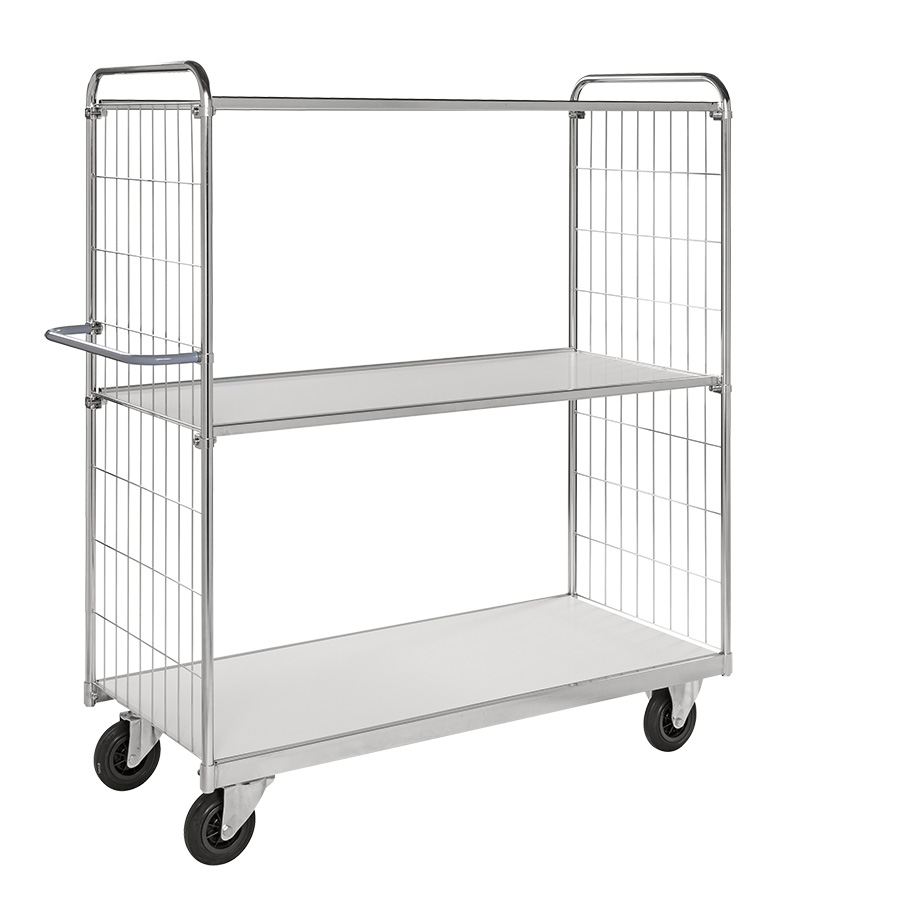 [018055] Carro de malla para picking y distribución de gran tamaño con 3 estantes - Dim. plataforma 1400x600h mm - Galvanizado