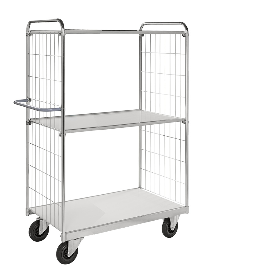 [018057] Carro de malla para picking y distribución de gran tamaño con 3 estantes - Dim. plataforma 1200x600h mm - Galvanizado