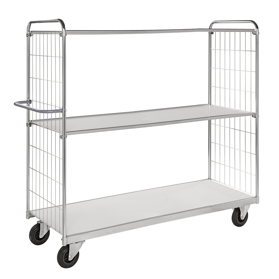 [018061] Carro de malla para picking y distribución de gran tamaño con 3 estantes - Dim. plataforma 1600x600h mm - Galvanizado