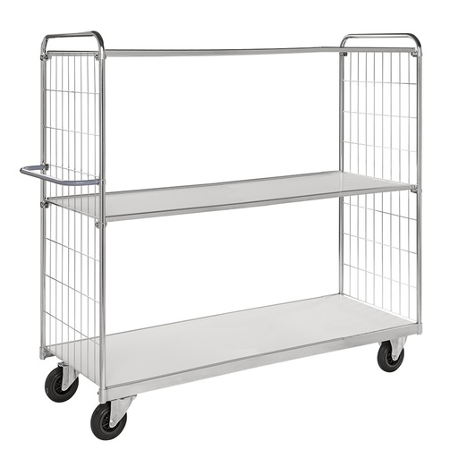 [018061] Carro de malla para picking y distribución de gran tamaño con 3 estantes - Dim. plataforma 1600x600h mm - Galvanizado