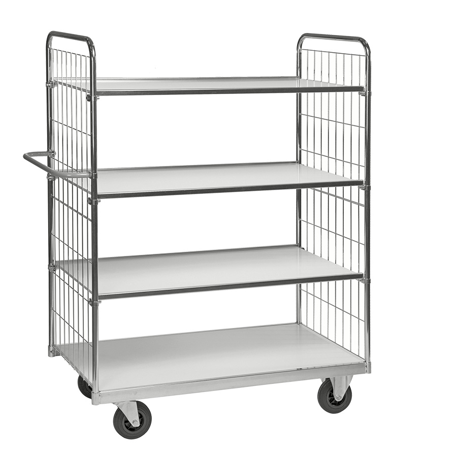 [018063] Carro de malla para picking y distribución de gran tamaño con 4 estantes - Dim. plataforma 1400x600h mm - Galvanizado