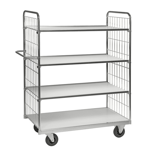 [018063] Carro de malla para picking y distribución de gran tamaño con 4 estantes - Dim. plataforma 1400x600h mm - Galvanizado