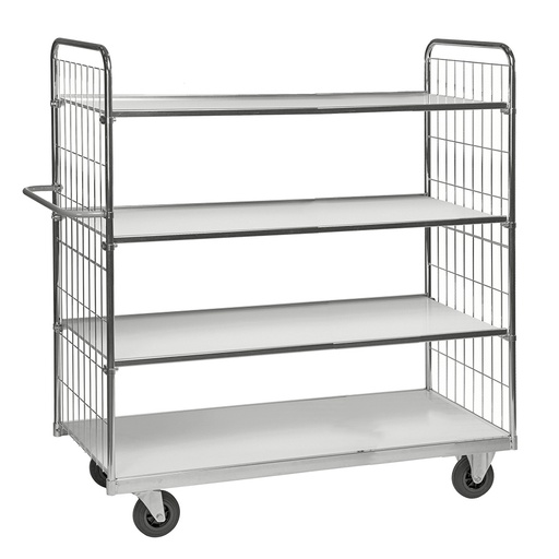 [018069] Carro de malla para picking y distribución de gran tamaño con 4 estantes - Dim. plataforma 1600x600h mm - Galvanizado