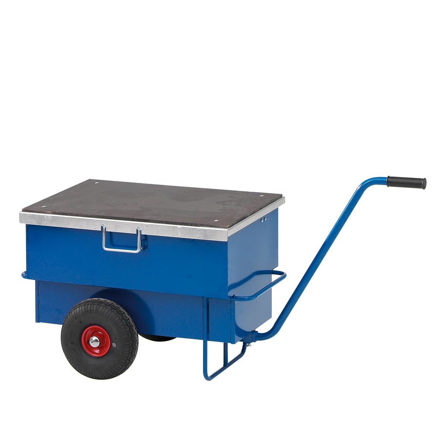 [018102] Arcón metálico móvil con ruedas neumáticas  de Ø260 mm - Dim.: 940x620x610h mm - Azul ral 5010