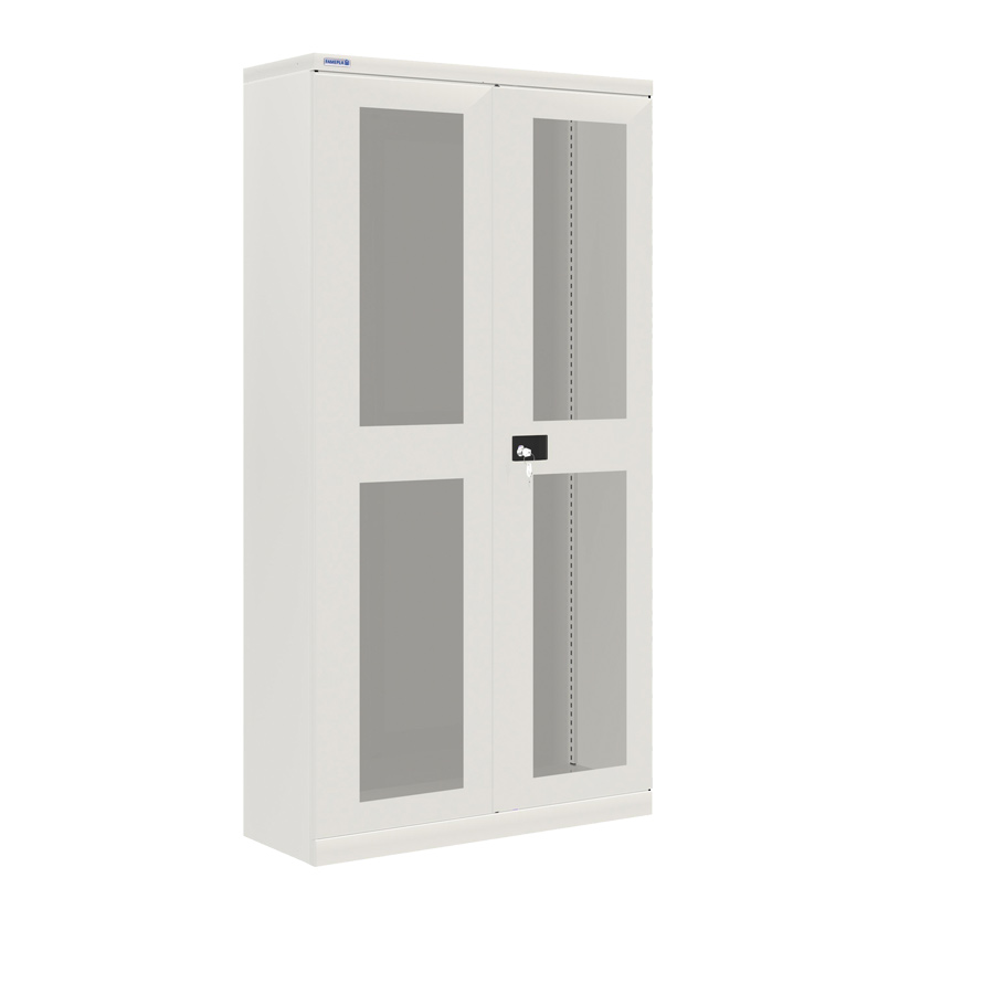 [020265] Armario metálico vacío de puertas batientes con ventana - Dim.: 1026x400x2000h mm - Gris ral 7035