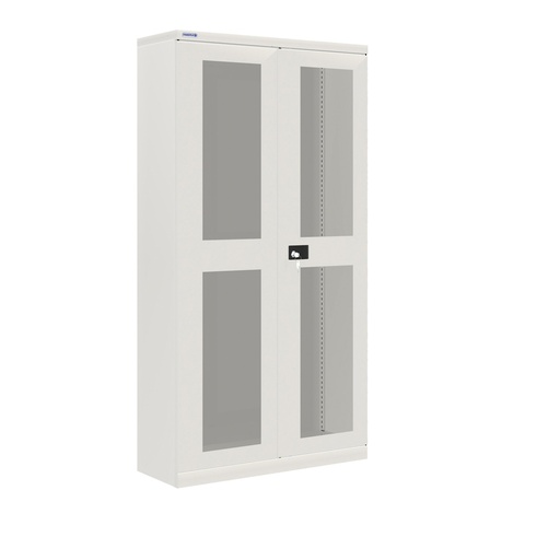 [020265] Armario metálico vacío de puertas batientes con ventana - Dim.: 1026x400x2000h mm - Gris ral 7035