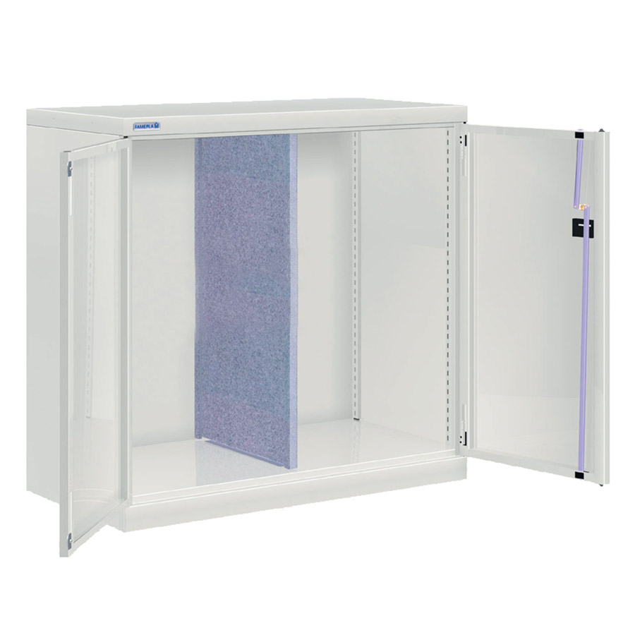 [020275] Armario metálico vacío de puertas batientes con divisor central - Dim.: 1026x555x1000h mm - Gris ral 7035
