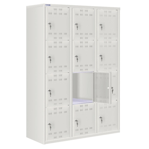 [020551] Taquilla metálica para vestuario con 12 puertas y cerradura cilindro - Dim.: 1195x500x1750h mm - Gris ral 7035