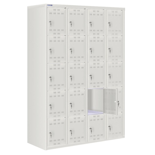 [020553] Consigna metálica con 20 puertas y cerradura cilindro - Dim.: 1195x500x1750h mm - Gris ral 7035