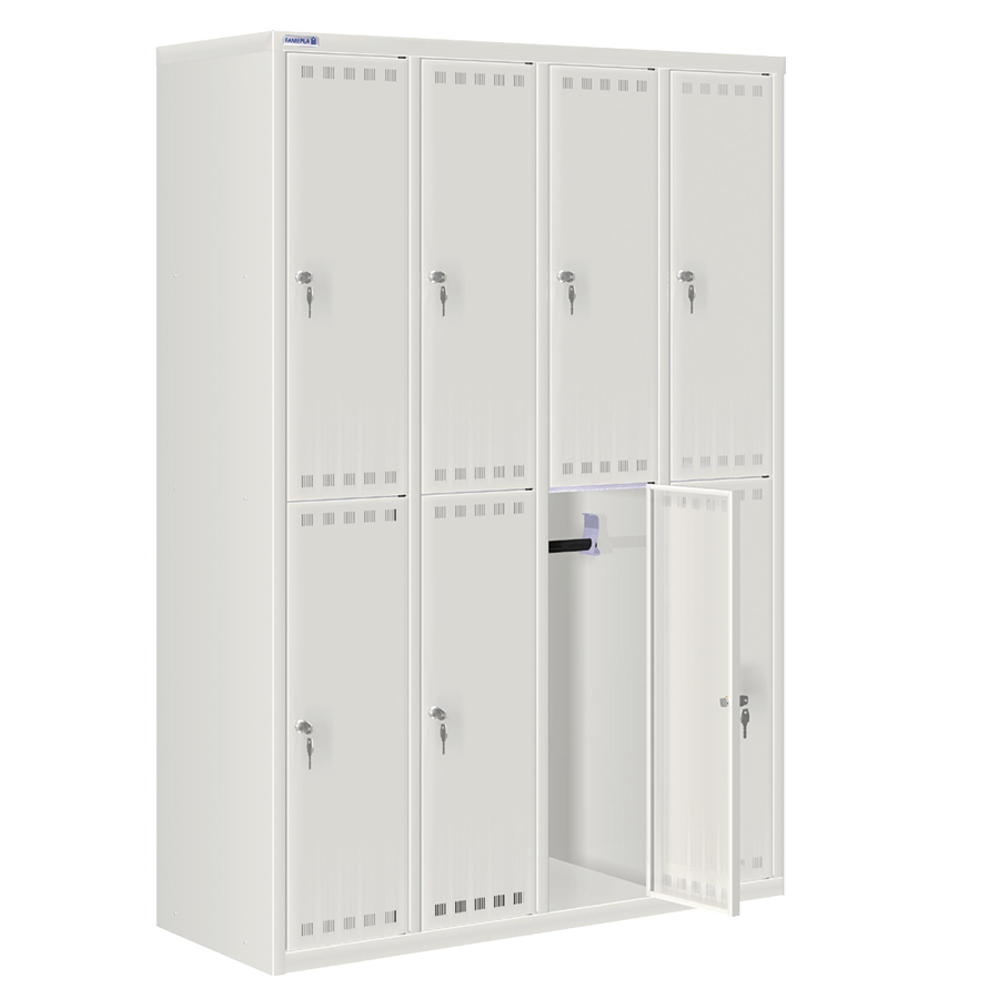 [020554] Taquilla metálica para vestuario con 8 puertas y cerradura cilindro - Dim.: 1195x500x1750h mm - Gris ral 7035