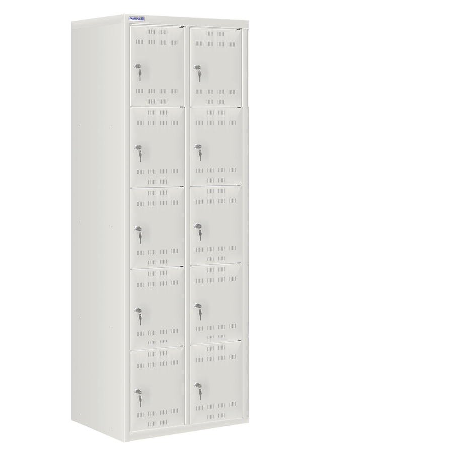 [020555] Consigna metálica con 10 puertas y cerradura cilindro - Dim.: 605x500x1750h mm - Gris ral 7035