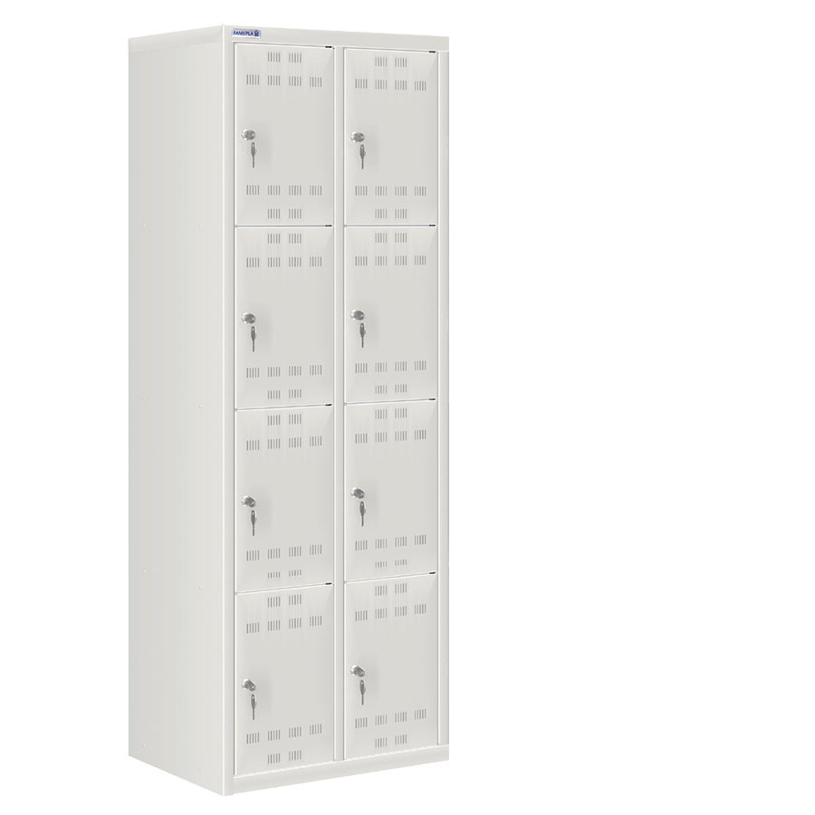 [020557] Taquilla metálica para vestuario con 8 puertas y cerradura cilindro - Dim.: 605x500x1750h mm - Gris ral 7035