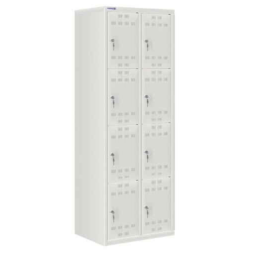 [020557] Taquilla metálica para vestuario con 8 puertas y cerradura cilindro - Dim.: 605x500x1750h mm - Gris ral 7035