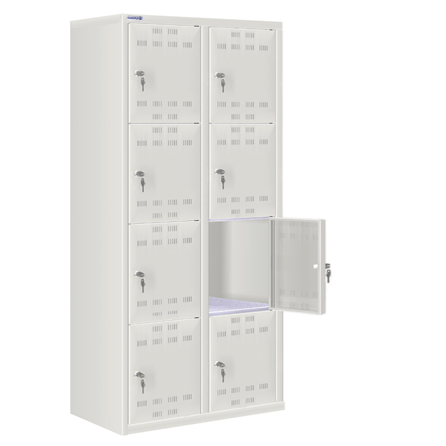 [020558] Taquilla metálica para vestuario con 8 puertas y cerradura cilindro - Dim.: 805x500x1750h mm - Gris ral 7035