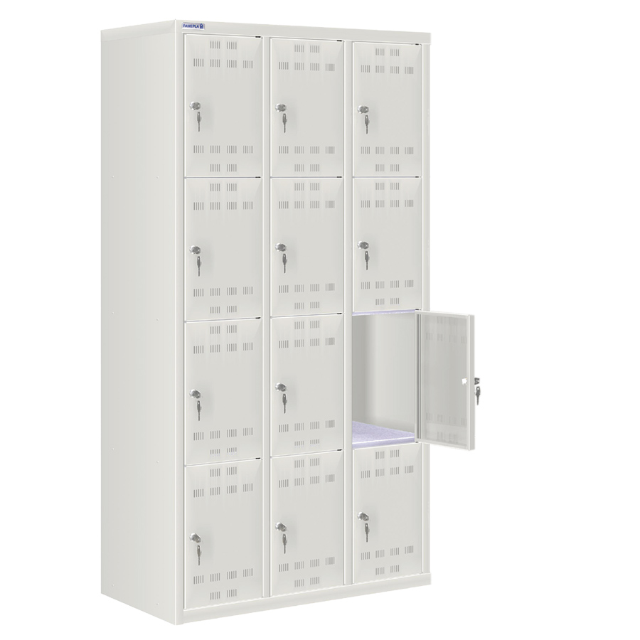 [020559] Taquilla metálica para vestuario con 12 puertas y cerradura cilindro - Dim.: 900x500x1750h mm - Gris ral 7035