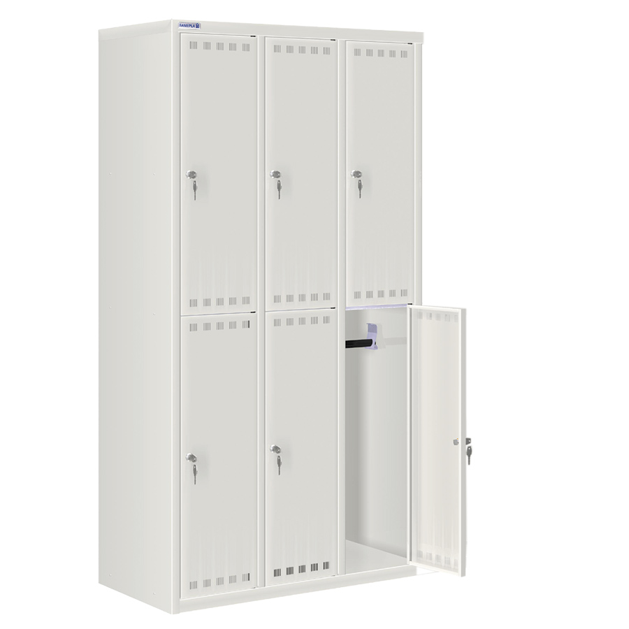 [020561] Taquilla metálica para vestuario con 6 puertas cerradura cilindro - Dim.: 900x500x1750h mm - Gris ral 7035