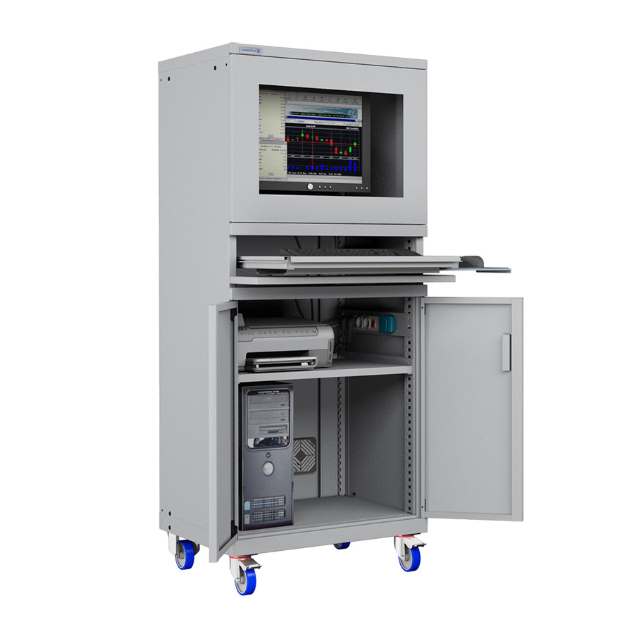 [020595] Armario con ruedas para protección de ordenadores - Dim.: 717x595x1762h mm - Gris ral 7035