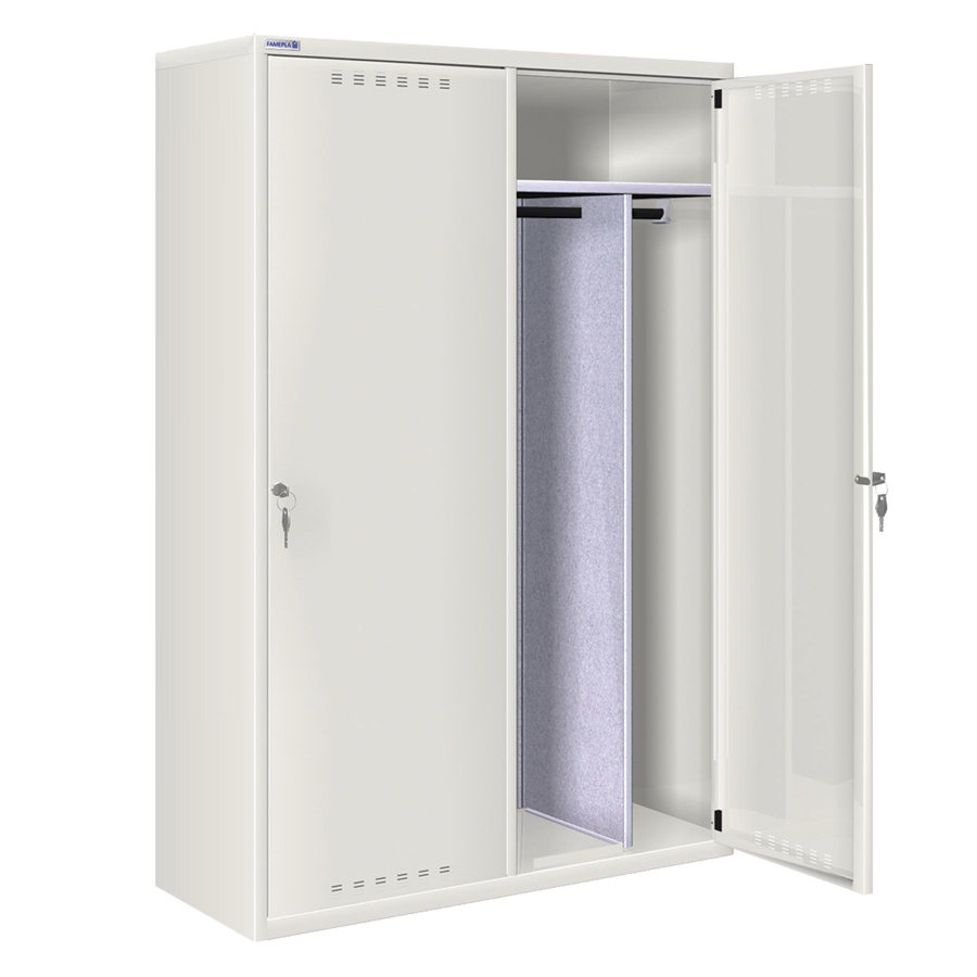 [020697] Ropero metálico con 2 puertas, divisor interior y cerradura de llave - Dim.: 1145x500x1750h mm - Gris ral 7035