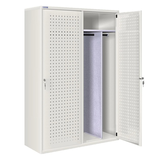 [020698] Ropero metálico con 2 puertas perforadas, divisor interior y cerradura - Dim.: 1145x500x1750h mm - Gris ral 7035