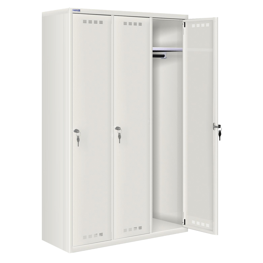 [020699] Ropero metálico con 3 puertas y cerradura de llave - Dim.: 1195x500x1750h mm - Gris ral 7035
