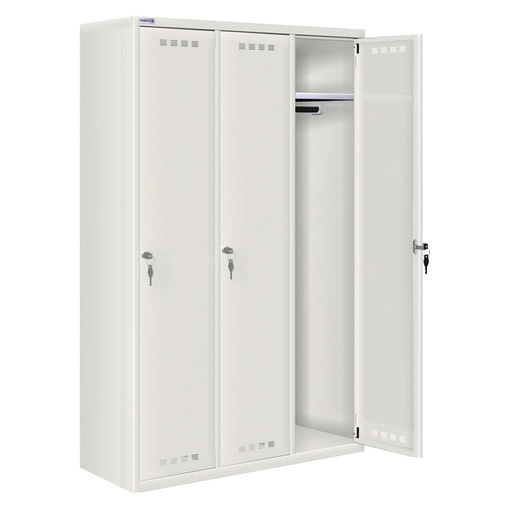 [020699] Ropero metálico con 3 puertas y cerradura de llave - Dim.: 1195x500x1750h mm - Gris ral 7035