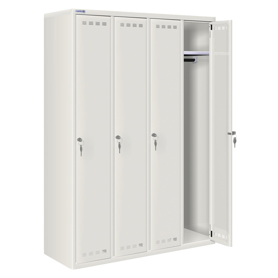 [020701] Ropero metálico con 4 puertas y cerradura de llave - Dim.: 1195x500x1750h mm - Gris ral 7035