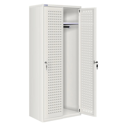 [020713] Ropero metálico con 2 puertas perforadas y cerradura de llave - Dim.: 805x500x1750h mm - Gris ral 7035