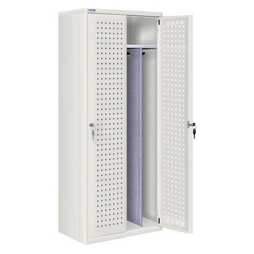 [020714] Ropero metálico con 2 puertas perforadas, divisor interior y cerradura de llave - Dim.: 805x500x1750h mm - Gris ral 7035