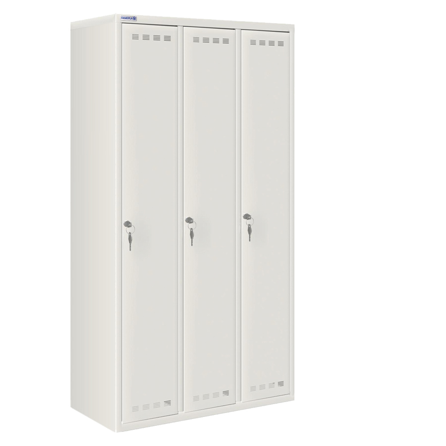 [020715] Ropero metálico con 3 puertas y cerradura de llave - Dim.: 900x500x1750h mm - Gris ral 7035