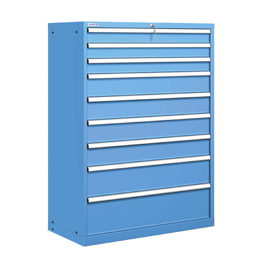 [020791] Cajonera metálica con 9 cajones - Dim.: 1023x572x1450h mm - Azul ral 5012