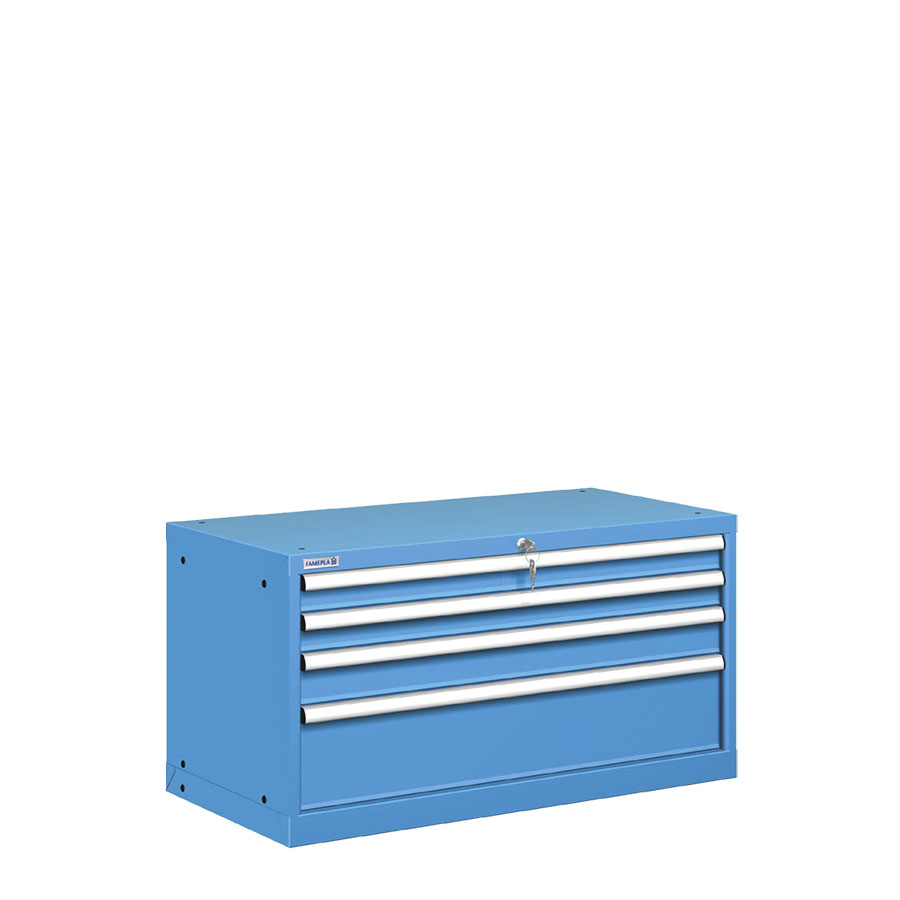 [020804] Cajonera metálica con 4 cajones - Dim.: 1023x572x550h mm - Azul ral 5012