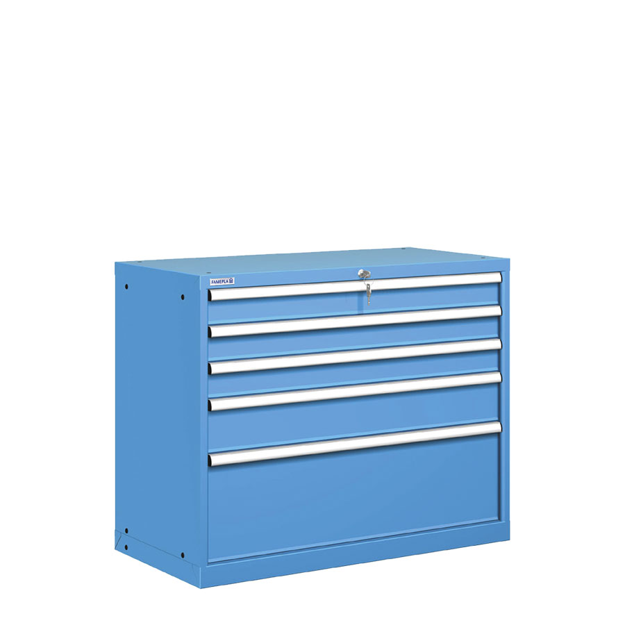 [020822] Cajonera metálica con 5 cajones - Dim.: 1023x572x850h mm - Azul ral 5012