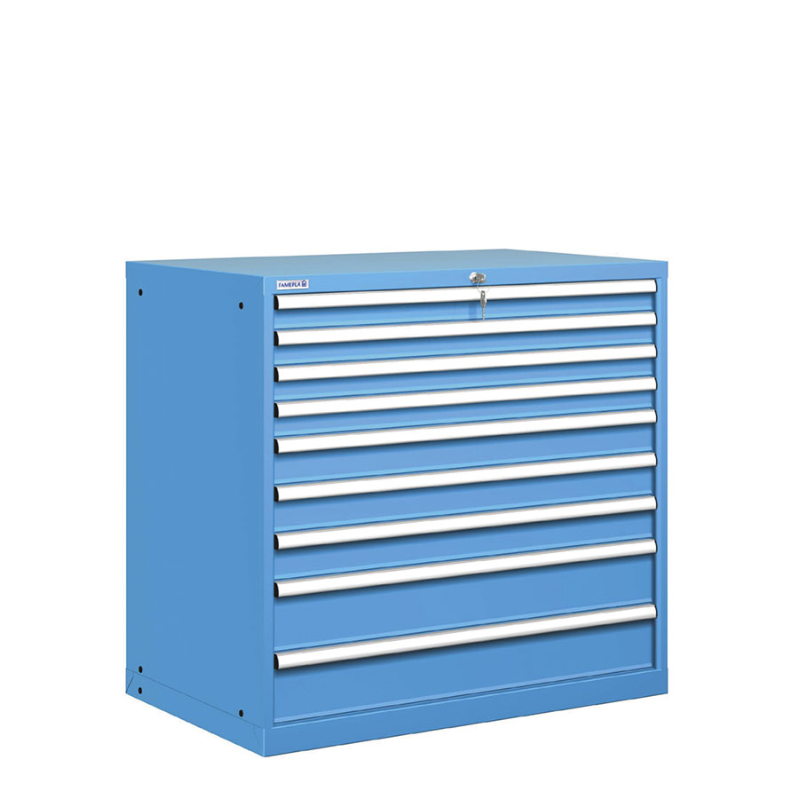 [020854] Cajonera metálica con 9 cajones - Dim.: 1023x725x1000h mm - Azul ral 5012