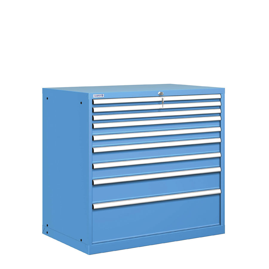 [020864] Cajonera metálica con 9 cajones - Dim.: 1023x725x1000h mm - Azul ral 5012