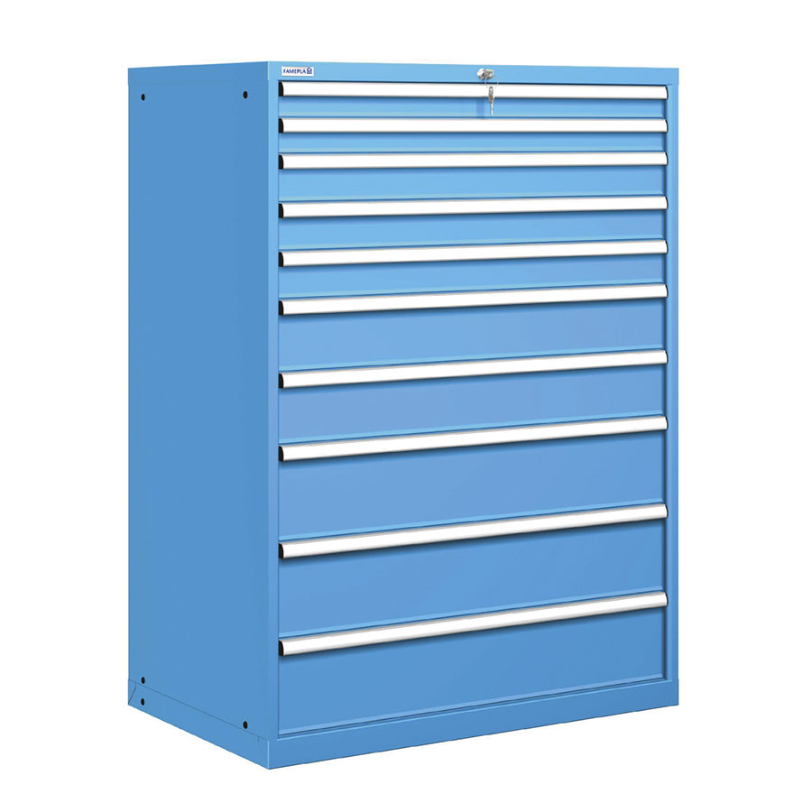 [020872] Cajonera metálica con 10 cajones - Dim.: 1023x725x1450h mm - Azul ral 5012