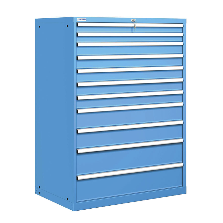 [020874] Cajonera metálica con 11 cajones - Dim.: 1023x725x1450h mm - Azul ral 5012
