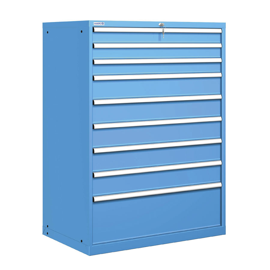 [020889] Cajonera metálica con 9 cajones - Dim.: 1023x725x1450h mm - Azul ral 5012