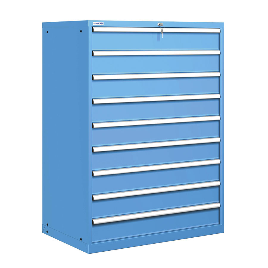 [020890] Cajonera metálica con 9 cajones - Dim.: 1023x725x1450h mm - Azul ral 5012
